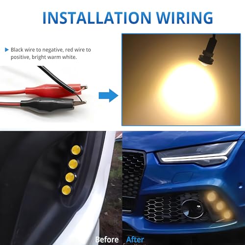 4Pcs 23mm DC 12V Black shell Eagle Eye Cob LED Car Fog DRL Daytime Running Light Backup Reverse Tail Rock Lights Headlights Signal Lamp Small bulb DIY use for car and motorcycle (Warm white) - color: Warm white