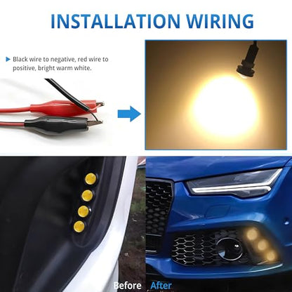 4Pcs 23mm DC 12V Black shell Eagle Eye Cob LED Car Fog DRL Daytime Running Light Backup Reverse Tail Rock Lights Headlights Signal Lamp Small bulb DIY use for car and motorcycle (Warm white) - color: Warm white