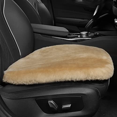 IRIWOOL Genuine Sheepskin Auto Seat Pad,Soft Wool Seat Cover Breathable and Sweat-Wicking Comfort Warm Universal Fit (Front seat Cushion 2pcs & Rear seat Cushion 1pc, Khaki) - color: Khaki, size: 3 Piece Set