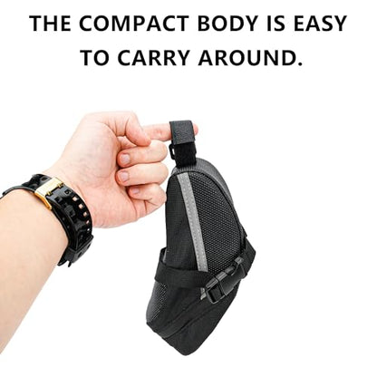 Bike Bag Under Seat – Waterproof Bicycle Saddle Bag with Reflective Strip, Compact Under Seat Bike Pouch for Road & Mountain Bikes (Black-2) - color: Black-2