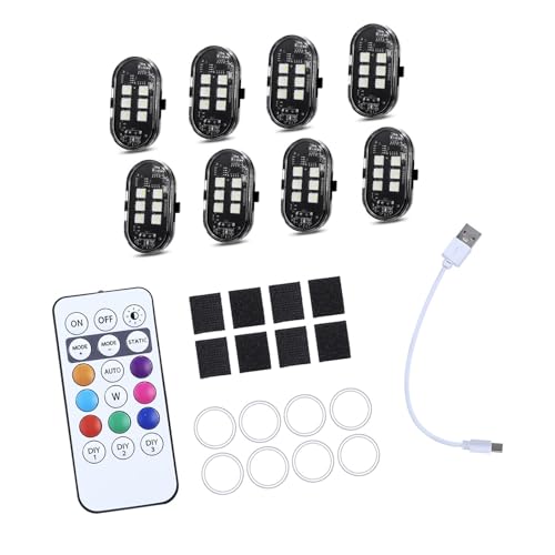 2/4 / 6 / 8pcs LED Warning Lights for Motorcycle Car Shockproof Design Light - color: 8 lights