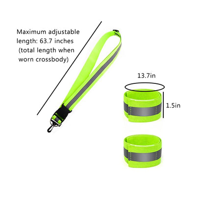 Reflective Running Belt with 2Pcs Armbands, Running Belts for Women High-Visibility and Adjustable Green Belt for Jogging, Running, Biking, Dog Walking