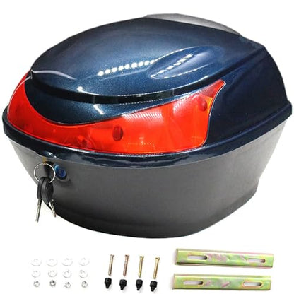 25L Motorcycle Tour Tail Box Scooter Top Case Trunk Luggage Box Lockable Storage Plastic Case with Mounting Hardware and Universal Mounting, Waterproof Motorcycle Top Box,Blue - color: Blue