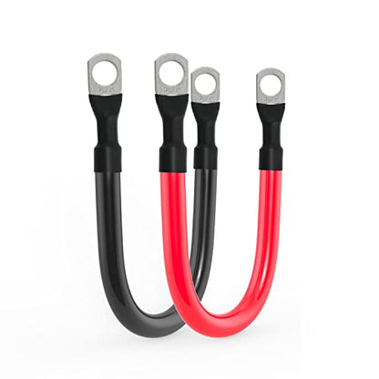 4 AWG Battery Cable 4AWG Gauge Pure Copper Battery Inverter Cables with 3/8 in Lugs Both Ends Power Inverter Wire Set for Automotive Solar Marine Boat RV Car Motorcycle Red and Black (9in) - size: 9in