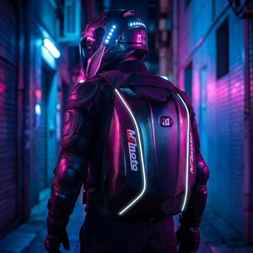 Motorcycle Backpacks for Men Helmet Bags Waterproof hard shell 30-48L Expandable Storage Travel Bag Luggage (Black) - color: Black