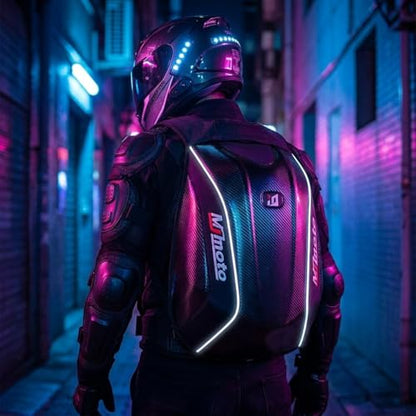 Motorcycle Backpacks for Men Helmet Bags Waterproof hard shell 30-48L Expandable Storage Travel Bag Luggage (Black) - color: Black