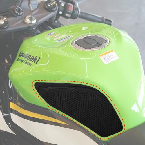 for Ninja 600 636 ZX-6R ZX6R Motorcycle Fuel Tank Traction Pad Side Gas Knee Grip Protective Sticker Protector (for Kawasaki Vehicle) '09-'25 '24-'25 (Black) - color: Black