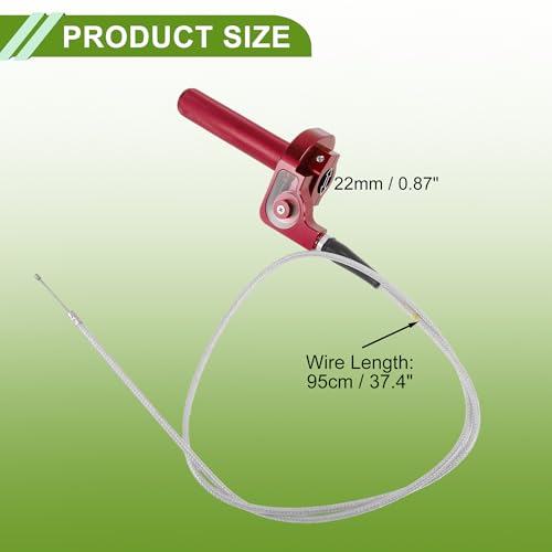22mm Throttle Grip with 1 Pc 120cm White Throttle Cable 1 Pair of Knobbed Red Handle Sleeves Plastic Aluminum Alloy Motorcycle Throttle Grip Black Red - color: Black + Red