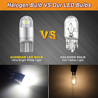 Auxbeam 194 LED Bulbs White, Super Bright 168 T10 W5W 2825 Light Bulbs 6000K 3030 Chips Replacement Bulb for License Plate Lights, Dome Map Light, Courtesy Light Bulbs 10 Pack - color: White, size: 10 Pack