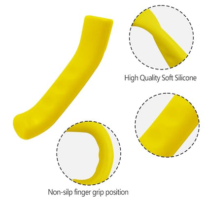 2 Pairs Bicycle Brake Lever Grip Protector Cover, Non-Slip Brake Lever Grip, Silicone Sleeve Universal Brake Protection Handle Cover for Bicycle, Cycling, Road/Mountain Bikes, Yellow - color: Yellow