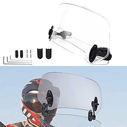 Universal Motorcycle Windshield Extension Adjustable Windscreen Spoiler Clamps for Kawasaki Yamaha Harley Suzuki Buell Ducati Aprilia(280mm Transparent) - color: 280mm transparent