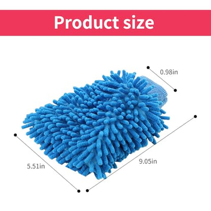 1 Pack 2 Blue Car Wash Mitt Microfiber, Deluxe Scratch Free Microfiber Wash Mitt ,9 Inches X 5.5 Inches Car Washing Care Cleaning Kit. - color: Blue