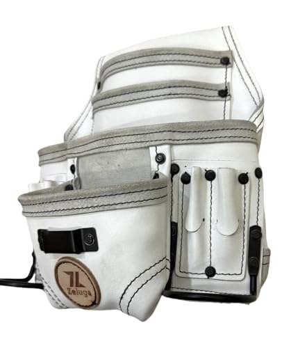 Zeluga 20-508 10 Pocket Rigger Heavy Duty Leather Tool Bag, White - color: White