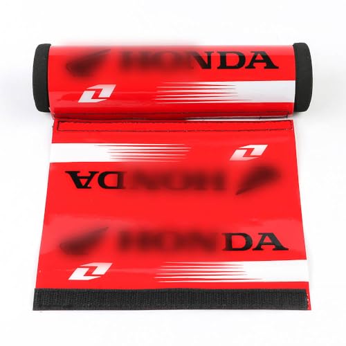 Short Red Pad & Black Text Soft Cushion High-Density Foam Crossbar Handlebar Protectors for ATVs Motorcycles Bikes (7.87in Long)
