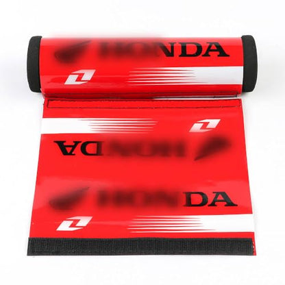 Short Red Pad & Black Text Soft Cushion High-Density Foam Crossbar Handlebar Protectors for ATVs Motorcycles Bikes (7.87in Long)