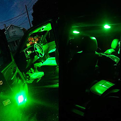 300LM Extremely Bright Canbus Error Free 194 168 2825 W5W T10 LED Bulbs Green 9-SMD 2835 Chipsets for Dome Map Door Courtesy License Plate Lights - color: green
