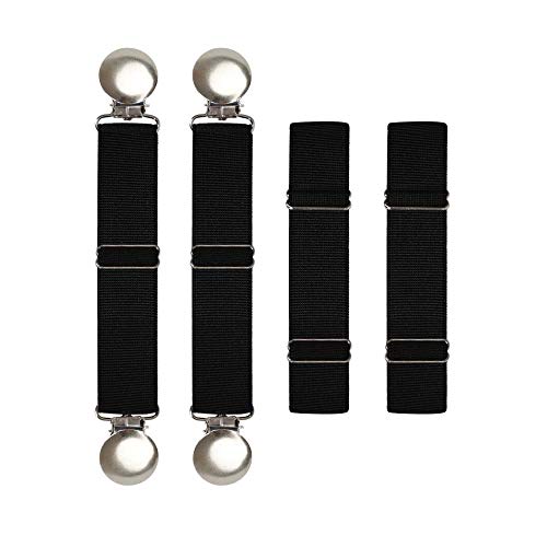 Boncas Improved Adjustable Elastic Boot Clips Boot Straps Pant Clips Stirrups Leg Straps Keeping Your Pants Tucked - color: Round 3" -4.7" (& Leg Straps)