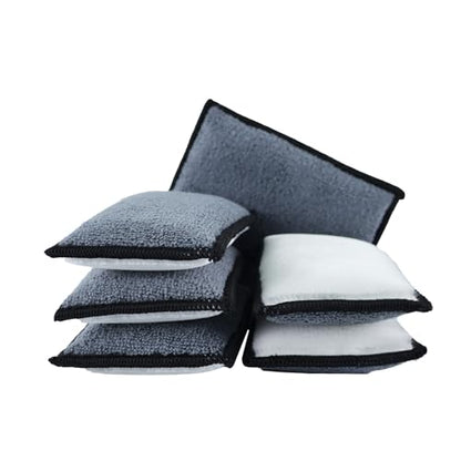 Car Interior Scrubbing Sponge, Microfiber Car Wax Applicator Scrubber Pad, Car Detailing Microfiber Interior Scrub Pad,Washing Sponges for Car, Boat, Wood, Marble and Motorcycle - 6pcs (gray)