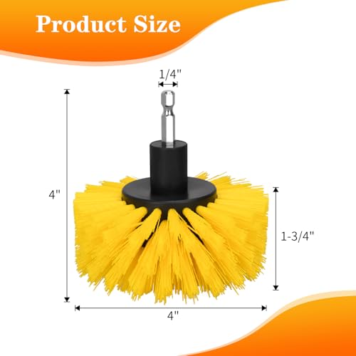Drill Brush, Carpet Cleaning Brushes, for Floor, Grout, Car Mats, Tile, Bathroom, Carpet - color: Yellow Medium Bristles (Nylon)