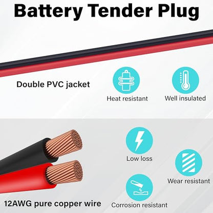 2 PCS SAE Quick Connector Harness, 1FT 12AWG SAE Adapter Male Plug to Female Socket Cable, Waterproof Battery Plug for Solar Panel, Generator, Battery Charger