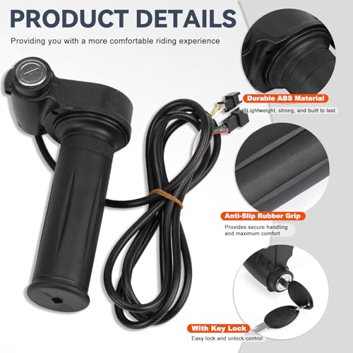 Full Twist Throttle with Keys Upgraded Waterproof Quick Twist Throttle Grip KIt for Ridstar Q20 Electric Dirt Bike Scooter Bicycle Scooter Mountain Bike Ebike - size: Standard