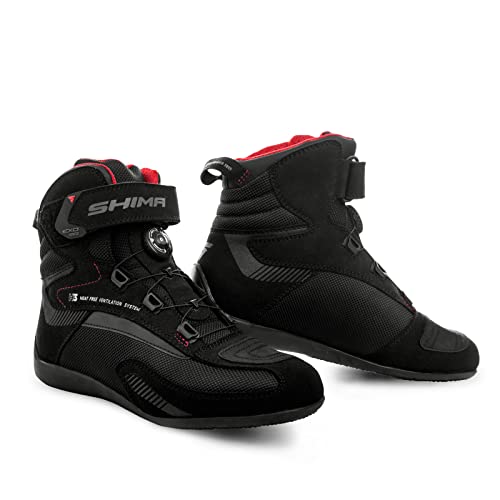 SHIMA Exo Motorcycle Boots for Women Ventilated Leather Shoes Summer Atop Motorbike Short Ankle Protector Urban Bike Casual Classic Riding Motor Boot (Womens, Black, US 7.5) - color: Women Black, size: 7.5