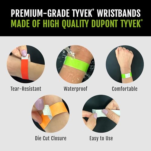 1,000 WristCo Goldenrod Tyvek Wristbands for Events - Comfortable Tear Resistant Paper Bracelets ID Wrist Bands for Concerts Festivals Admission Party Identification - color: Goldenrod