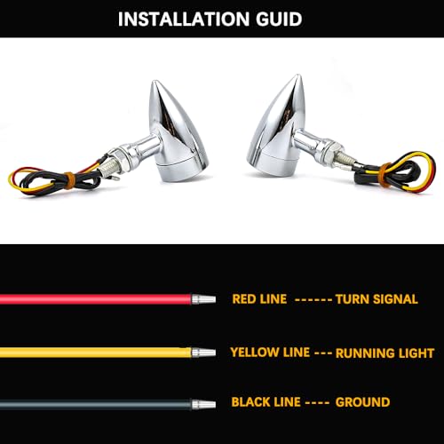 DREAMIZER 4pcs LED Motorcycle Amber Red Front Rear Brake Turn Signal Light Blinker Driving Tail Light Compatible With Sportster 883 Street bike Dirt bike Cruiser and chopper - color: Chrome