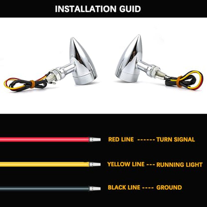 DREAMIZER 4pcs LED Motorcycle Amber Red Front Rear Brake Turn Signal Light Blinker Driving Tail Light Compatible With Sportster 883 Street bike Dirt bike Cruiser and chopper - color: Chrome