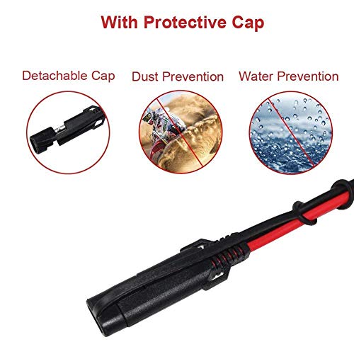 SPARKING 10FT 12V Battery Alligator Clip to SAE 2Pin Quick Disconnect Cable SAE to Battery Clamp-On Cable 15A Fuse (10FT) - size: 10FT