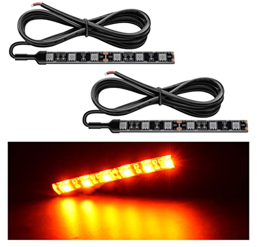 Nilight 2PCS 6-5050-SMD Waterproof Flexible Turn Signal Backup License Plate Universal Amber Lights Strip Universal for Motorcycle ATV UTV, 2 Years Warranty - color: 2PCS Amber