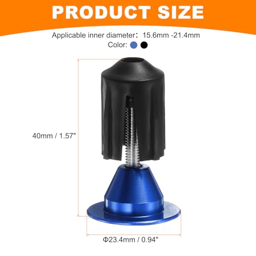 HARFINGTON 2Pair Bike Handlebar End Plugs Aluminum Bar End Caps 16-21mm Adjustment Expanding Locking with Tool for MTB Road BMX Fixed Gear Bike, Blue Black - color: Blue Black