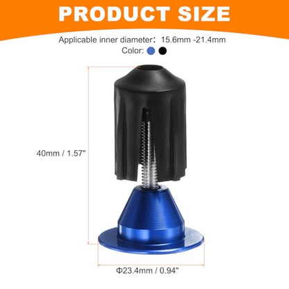 HARFINGTON 2Pair Bike Handlebar End Plugs Aluminum Bar End Caps 16-21mm Adjustment Expanding Locking with Tool for MTB Road BMX Fixed Gear Bike, Blue Black - color: Blue Black