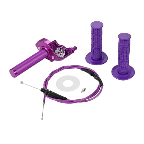 Motorcycle Twist Throttle 7/8" 22mm with Handle Grip Throttle Cable CNC Assembly Universal for CRF KLX SSR TTR DRZ CT200U 125 150 200 250cc Dirt Pit Bike ATV Mini Bike Purple - color: purple