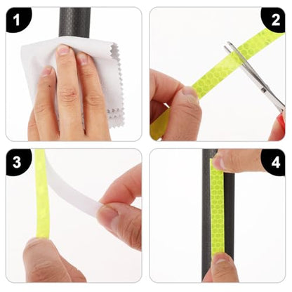 Neon Reflective Tape 0.4In x 26 Feet, Safety Warning Tape High Viscosity Durable Lasting Outdoor Waterproof Neon Reflector Strips for Bicycles Helmets Trailers(Yellow) - color: Yellow