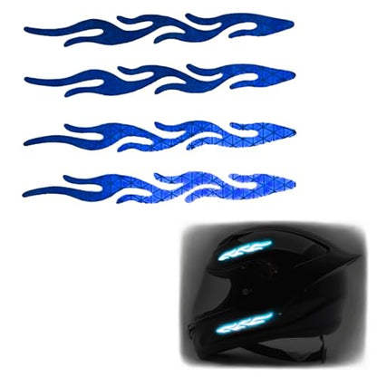 customTAYLOR33 High-Intensity Grade Premium Reflective Tribal Flame Helmet Decals, Motorcycle Safety Sticker Decals (Blue) - color: Blue