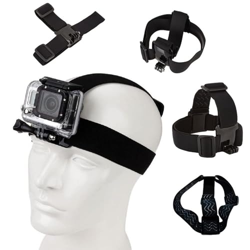 Head Strap Mount Compatible with GoPro Hero 13 12 11 10 9 8/AKASO EK7000 Brave 4 7 LE V50X/DJI Osmo/ODDV/Hiicam/Dragon Touch/Icefox/WOLFANG/Jadfezy Action Cameras Elastic Flexible Head Belt