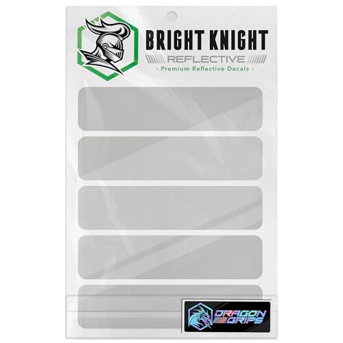 Bright Knight Decals Motorcycle Helmet Decals - 5 Pcs White Reflective Tape Decal with 3M Retro Reflective Stickers for Helmet Vinyl - color: White, size: Pack of 1