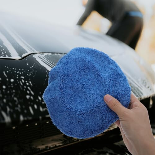 SOIMISS 9pcs Coral Fleece Car Buffer Pads Kit for Waxing and Car Detailing, Soft and Gentle Plush Fiber Buffing Bonnet Covers for Motorcycle and Bicycle Polisher