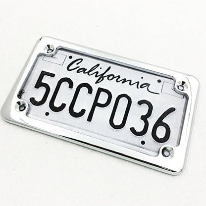 Billet Aluminum Motorcycle License Plate Frame 7x4 Inch Black Finish Fits Custom Chopper Springer Mini Bike Universal Axle Mount Applications - color: Chrome, size: Classic