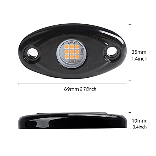 4Pods LED Rock Lights Amber Yellow LED Neon Underglow Light for Car Truck ATV UTV SUV Boat Underbody Glow Trail Rig Lamp - color: Yellow