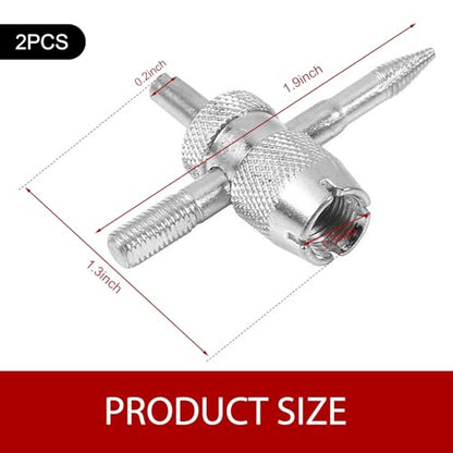 2 PCS 4-Way Valve Stem Removal Tool, 4-in-1 Tire Valve Core Removal Tool, Tire Valve Stem Steel Tool Puller, Universal for Most Cars, Bicycle Bike, Motorcycles (Silver)