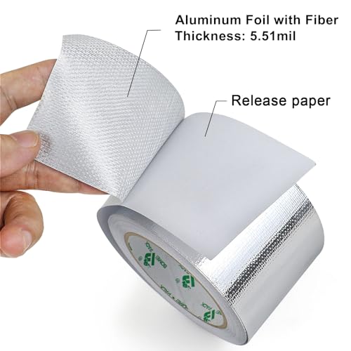 BOMEI PACK Adhesive Aluminum Foil Heat Shield Tape Barrier 3in x 66ft, Fiberglass Thermal Insulation Reflective Material High Temp Protection - size: 3in*66ft