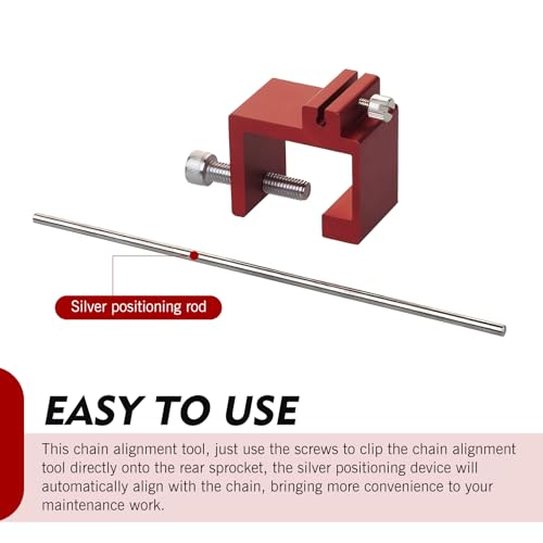 Motorcycle Chain Straightener, Rust-proof Metal Chain Adjustment Tool, Bike Chains Fast and Accurate Alignment Tool, for Motorcycles, Scooters, ATVs, Mopeds (Red)