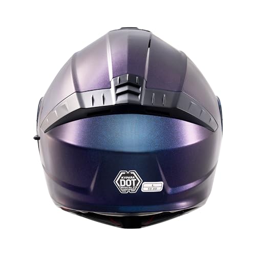 KYPARA Motorcycle Dual Visor Flip up Modular Full Face Helmet with DOT Certification of Impressionism - style: BlueChameleon