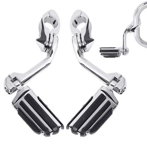Xitqiooo1.25" Highway Long Angled Pegs Adjustable for Harley Davidson Touring Road King Road/Street Glide Electra Glide Dyna Sportster Softail 1 1/4" Engine Guard Foot Pegs, Chrome - color: Long, size: B05-chrome