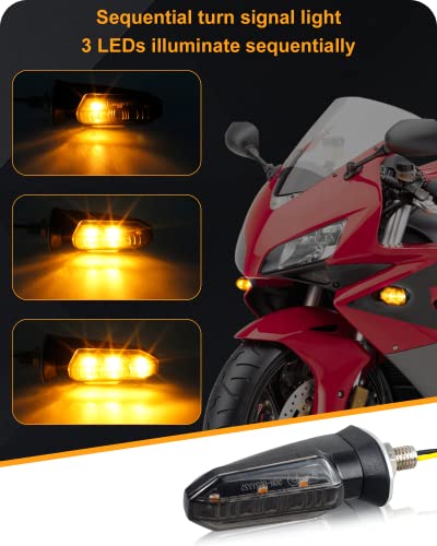 4PCS Universal Motorcycle Turn Signals Front Rear LED Turn Signal Light Sequential Amber Blinkers for Motorbike Scooter Quad Cruiser Off Road Touring - color: Sequential Amber