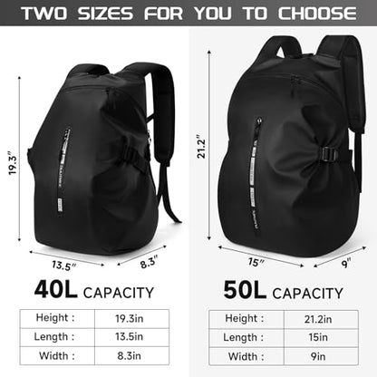 Motorcycle Backpack, Waterproof Helmet Backpacks for Men Large Capacity Storage Motorcycle Bag with Reflective Stripe - size: Large