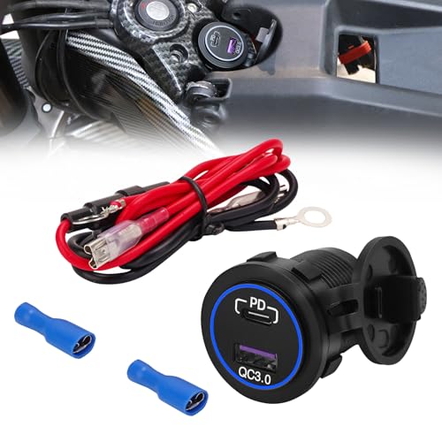 Dual Motorcycle USB Quick Charger Adapter for Sur Ron Light Bee X and S Segway X160 X260, Waterproof Motorcylce USB Charger Socket with Sealiing Caps for All Phone, Tablet, GPS ﻿