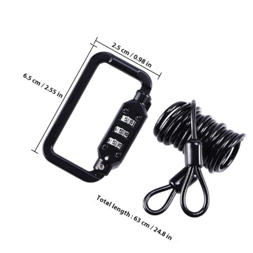 Mikikit Portable Helmet Lock Cable, Security Bike and Motorcycle Tamper-Proof Steel Wire Lock with Combination Code, Lightweight Alloy Spring for Outdoor Cycling and Motorbike Safety